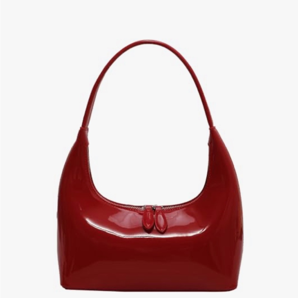Red Faux Patent Shoulder Bag
